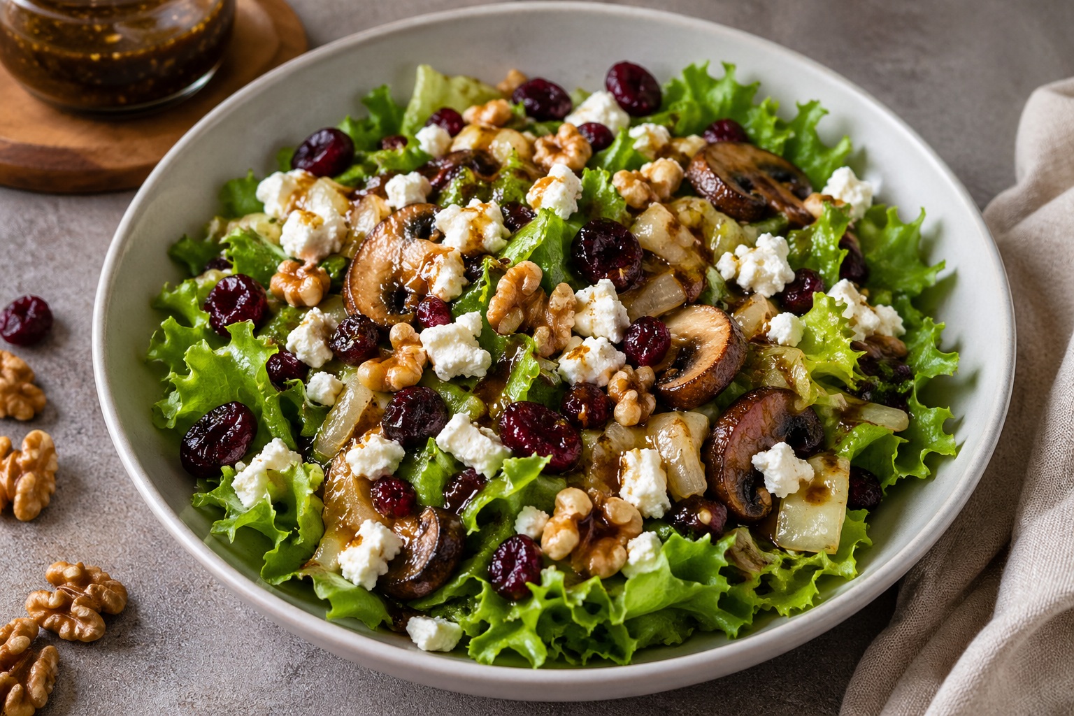 Ensalada con feta, arándanos y balsámico